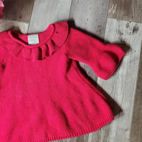 First Impressions Red Shimmery Knit Sweater Dress Tunic Size 18m - Picture 5 of 12